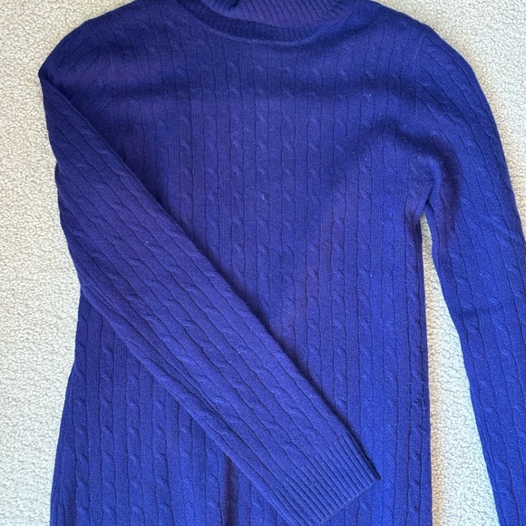 JCrew 100% cashmere blue turtleneck sweater - Picture 3 of 4